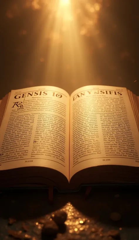  Scene from an open Bible in Genesis 10 with the words One Origin, many peoples 