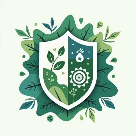  Abstract school shield that integrates inclusion,  environmental values , critical thinking with green colors , blue and white.  The school is called  "Colegio Nuevo Mundo "