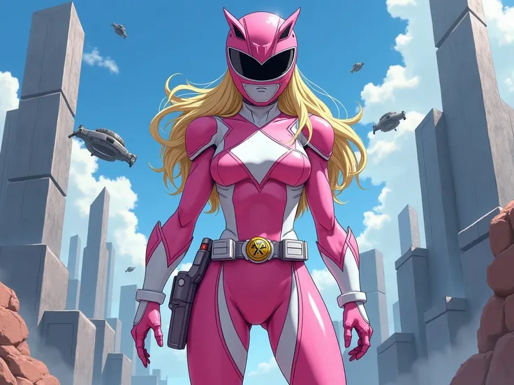 Android 18 the Dragon Ball character is converted into a pink Power Ranger  