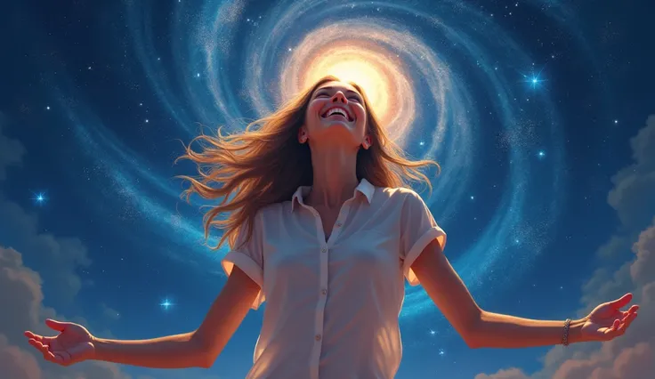 woman happy with universe