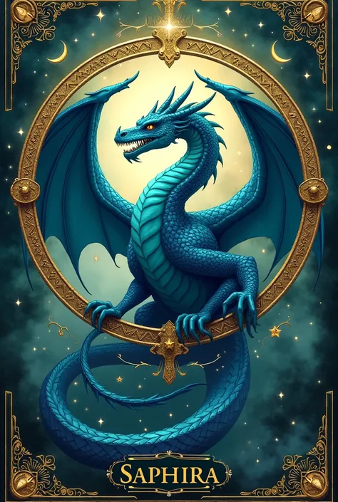 A circle written SAPHIRA TAROT