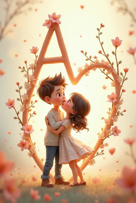 Create a image of text A & U love boy and girl