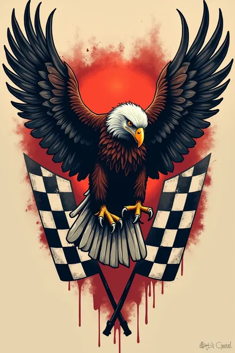  Image for forearm tattoo that represents a taste for car racing, Moto Cross and an eagle  