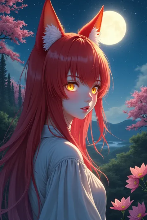  Rompts
Copy prompts 
( better quality ,4k, High resolution, masterpiece :1.2),fox girl,ear, On the front line ,Single girl,bushes,The trees , detailed girl,  beautiful face,  red hair, beautiful eyes,  Very detailed eyes ,  beautiful yellow eyes ,  Eye co...