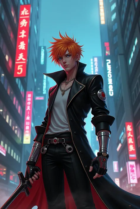 Bleach in the style of cyberpunk 2077 