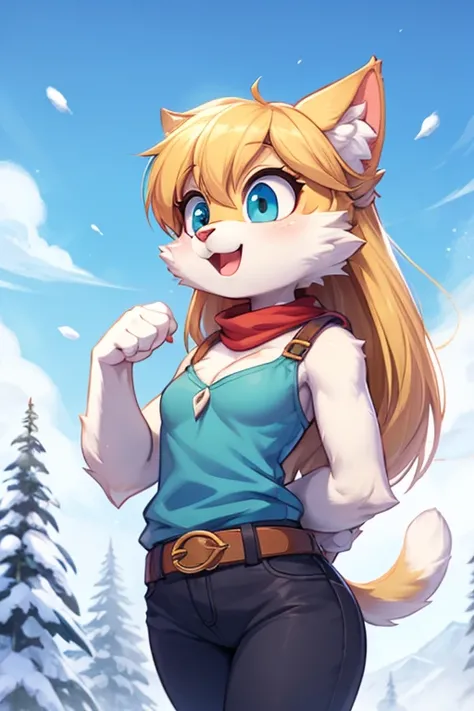 Female furry snowy cat tiny toons adventure style 