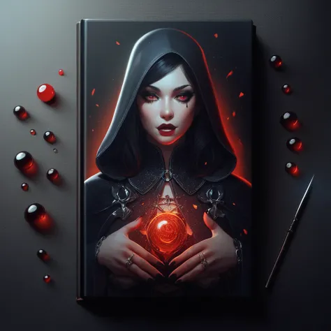  is a cover of a story about a witch, entitled " The Curse of Darkness :  The Birth of the Witch "  and I want it to be black and red and realistic