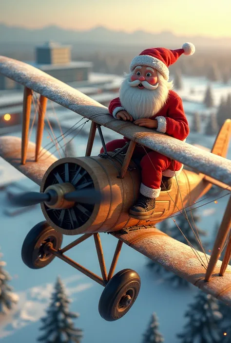 Santa Claus in a Salmson A2 biplane in the final at Romaniemi airport