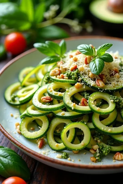 Zucchini Noodle Salad with Pesto