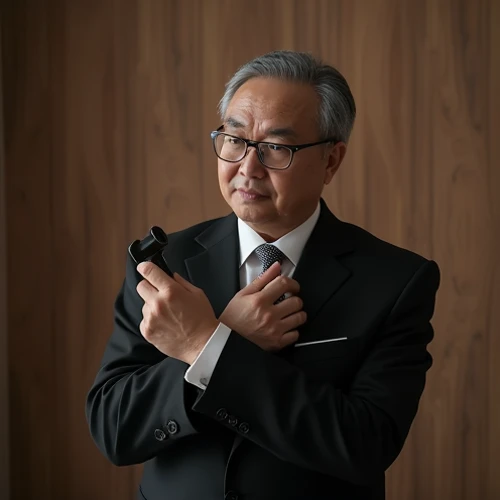  Asian Male, Working Age ,  black suit,  upper body, Glasses, Wooden Background,   Relaxation Poses  {{{middle-aged man}}}、{{{ Completely naked }}}、{{{ erect penis}}}、 shameful expression 、beautiful、whole body、 installer with electric drill 、 (High Definit...