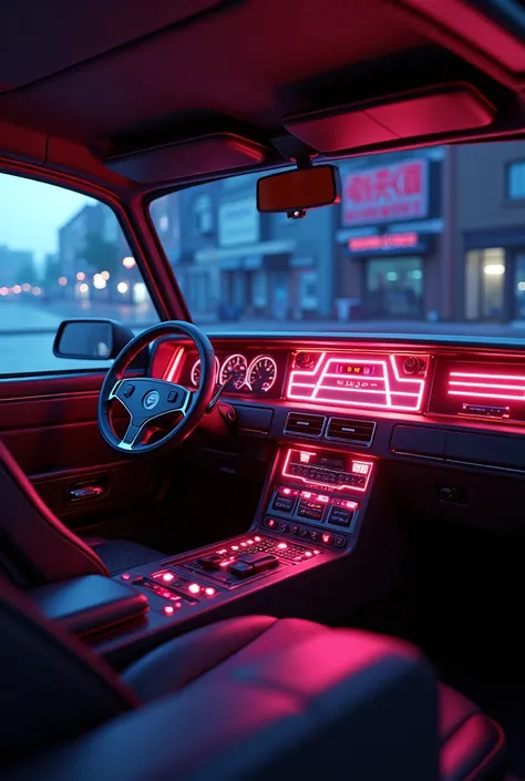 80s retrowave square car interior PANEL