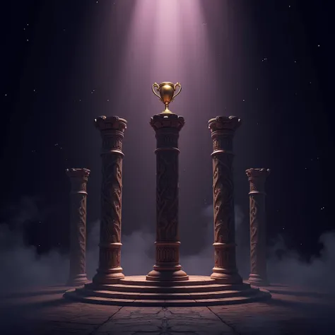 
black and purple background ,  with piles 6 pillars to place a trophy 