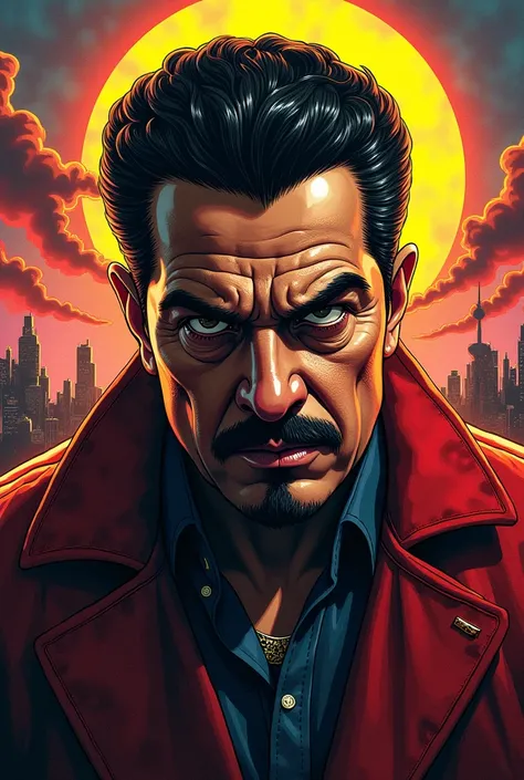 Mysterious comic-style sub-realistic image depicting Venezuelan President Nicolás Maduro 