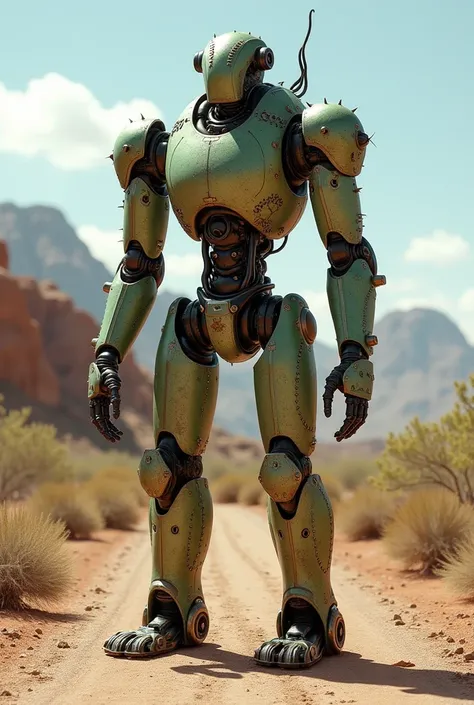 a realistic photo of a cactus robot