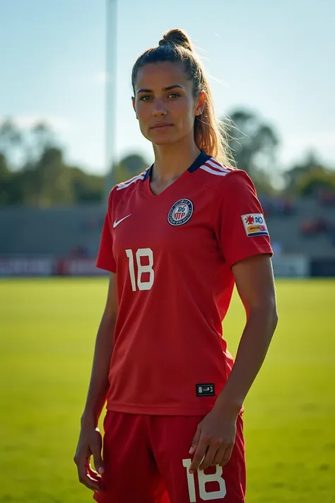 Allison Becker showing her shirt number
