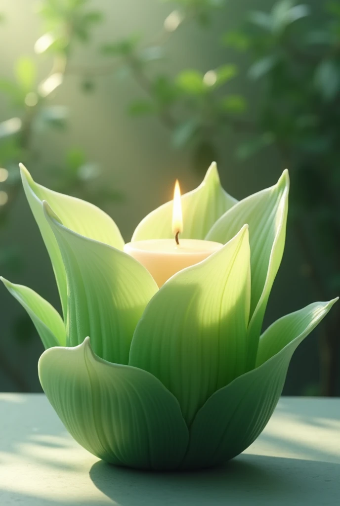 green candle in the shape of a flower