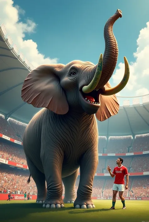 Create an elephant rooting for Cristiano Ronaldo