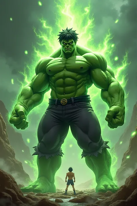  Hulk faced an imposing enemy ,  with his unleashed fury and trembling muscles .  At that moment of extreme tension ,  a spiritual energy enveloped him and a powerful voice was heard in his mind . picoro, the legendary Namekian warrior ,  merged with Hulk ...