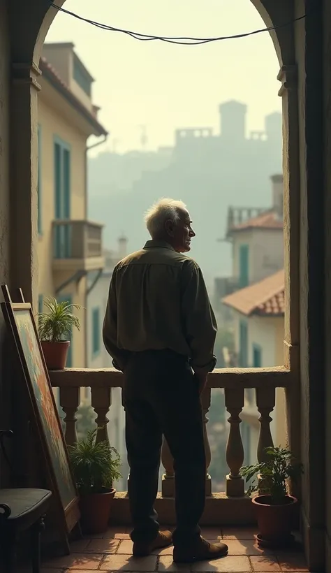  Don Esteban , a retired painter from a blurry balcony. 