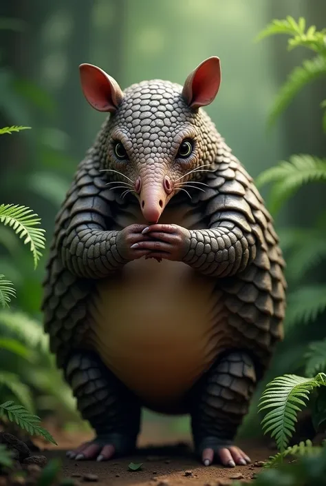 create an image of an armadillo (brazilian mammal) keeping a secret
and asking for silence