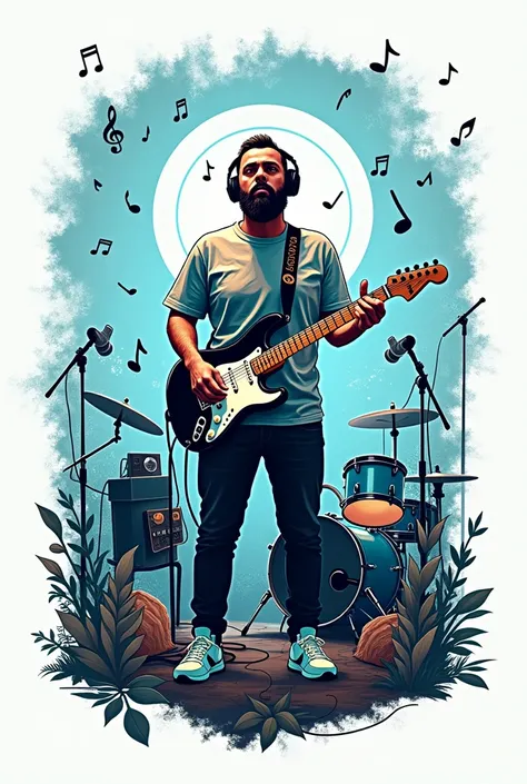  acts as a designer and creates the design of a t-shirt with sublimation related to music and with the colors light blue , black and white for the members of the music ministry Tobías . That it contains things related to music and that it contains signs th...