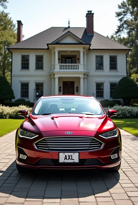 Red ford mondeo 2018 axl plate in front of big house