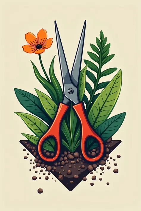   a close up of a logo with scissors and plants, a picture by Alejandro Obregón, Artstation, esteticismo,  avetetsuya studios , art studio,  logo design , professional  logo design ,  architect studio  , akitipe studios ,  Design Studio ,   petros afshar s...