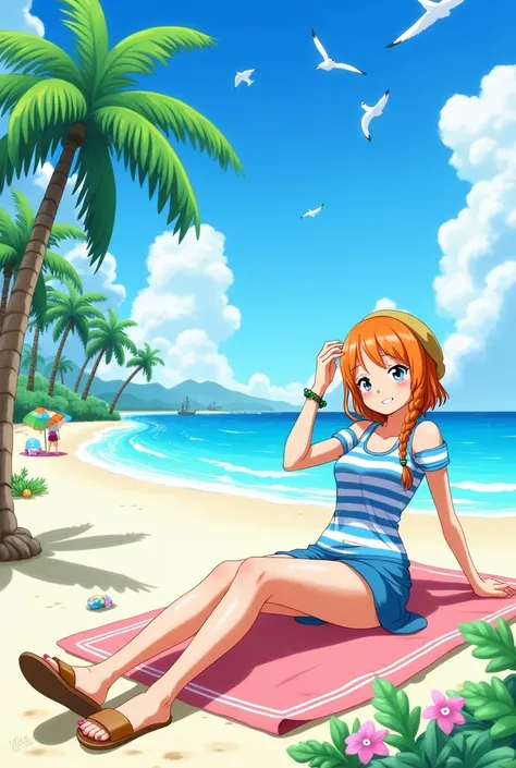 nami from one piece on the beach