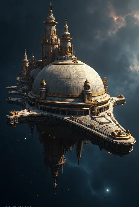 A PLANET-SIZED spaceship with cannons in a Roman Empire style
