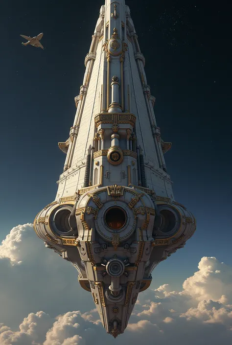 a VERY VERY HUGE GIGANTIC spaceship which has a GIGANTIC gun in the style of the Roman Empire