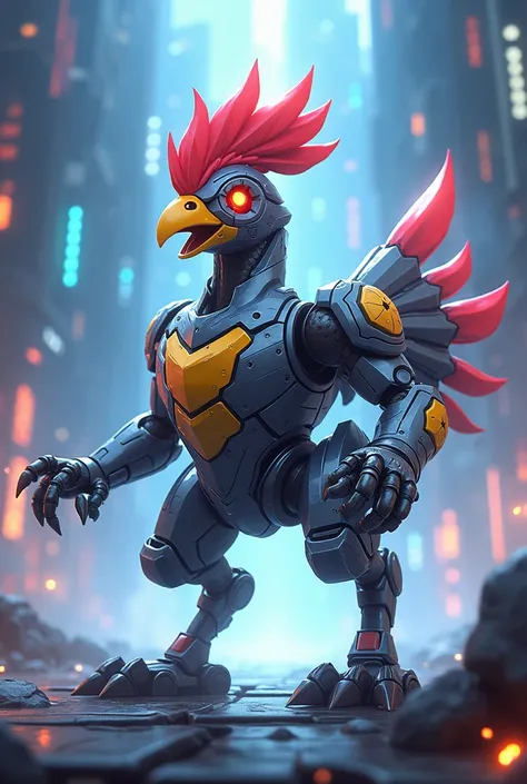 Metal type chicken pokemon anime drawing