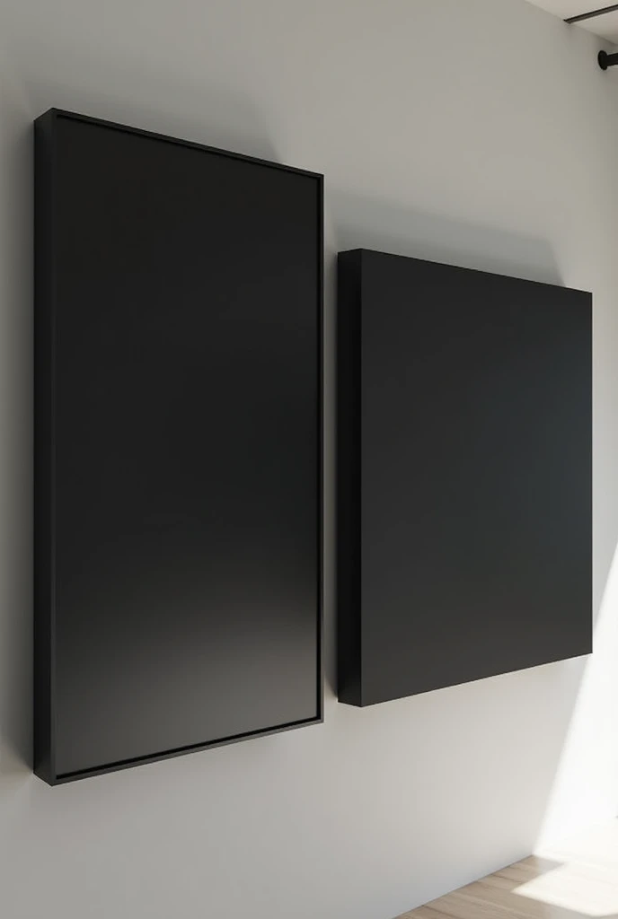 create an art of two screens one big and one small mounted on the wall. nothing is displayed on the screens