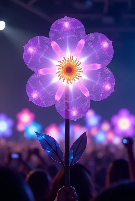 K-pop lightstik In the form of a flower, purple and white