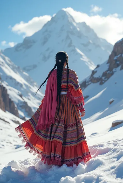 Merge the Illimani snow like the blanket of a cholita from La Paz and that her braids are playing with the wind 