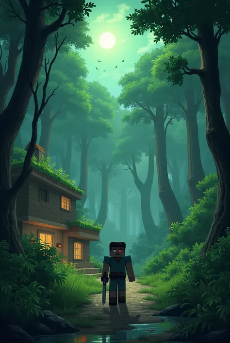  uion for a Minecraft story : " The Jungle Plague "
Introduction
( The camera opens in a dense Minecraft jungle ,  with sounds of birds and leaves moving in the wind .  A character named Alex goes into the thickets while examining his map .)

Alex (Talking...