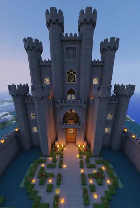  Imagine an impressive castle in Minecraft ,  which was built over four days .  This castle is majestically perched on a hill and is from surrounded by a deep ditch, which is filled with water .  The walls are made of sturdy stone and have a height of at l...