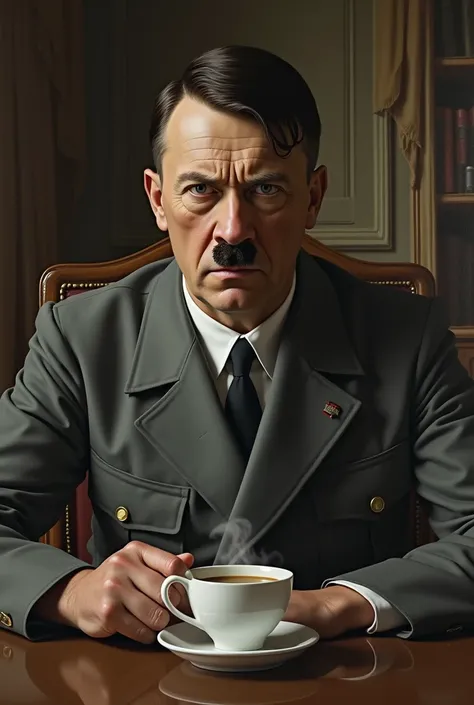 Adolf Hitler drinking coffee