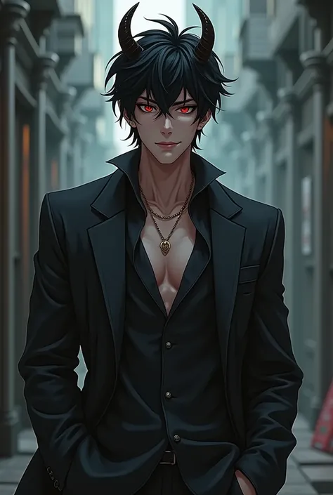 Black hair type of good height flirty and cute demon man