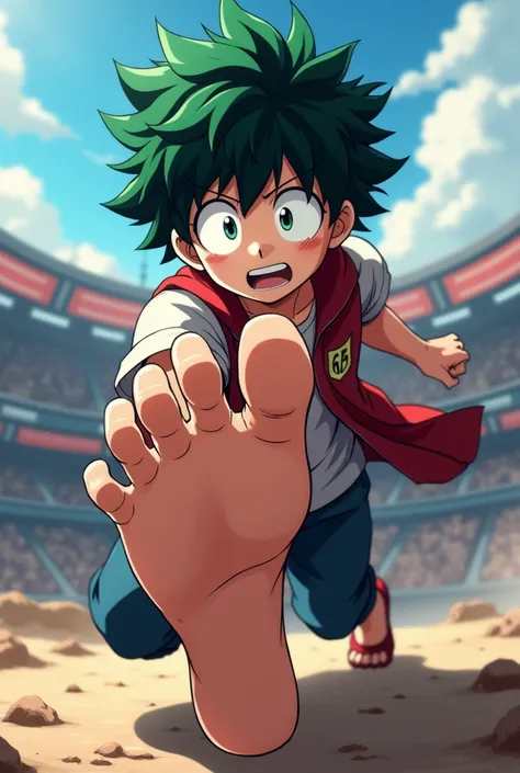 Deku From My Hero Academia Puts His Bare Foot Up