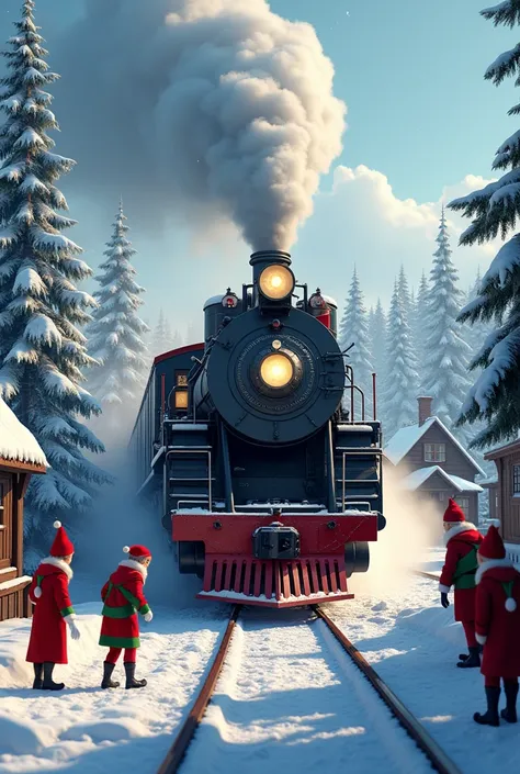 Polar express train in the santa village with a bmw