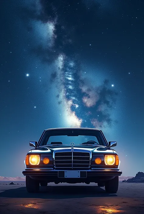  Mercedes Benz w123 in the Milky Way (illustration of front )