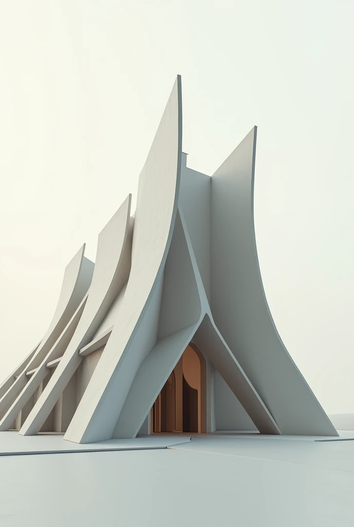 Church with curves ,  with flat straight lines ,  that is a slightly abstract figure