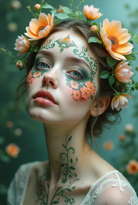  Artistic makeup image on flowers ,fauna and nature , Lacara paintings about flowers and nature 