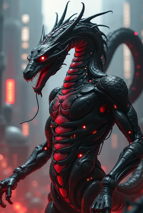 Red and black cybernetic hydra