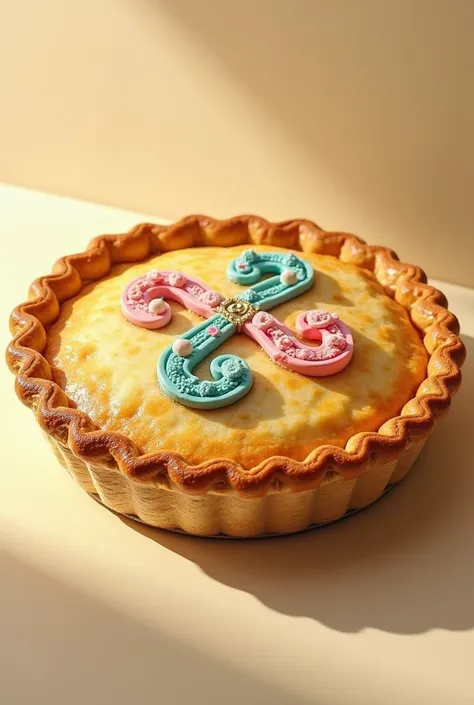 Create an image of a pie with the Espadrilles and Hawaianas logo
