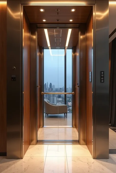 Create an image of a modern and elegant elevator, beautiful