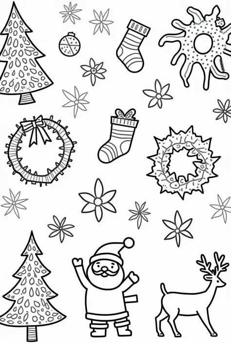 Christmas coloring pages without a background and royalty-free black lines