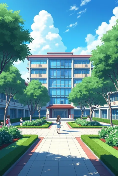 School anime background, background only.  INTERNATIONAL SCHOOL. UPPER SCHOOL . MODERN SCHOOL. Now go to next the other side,more anime