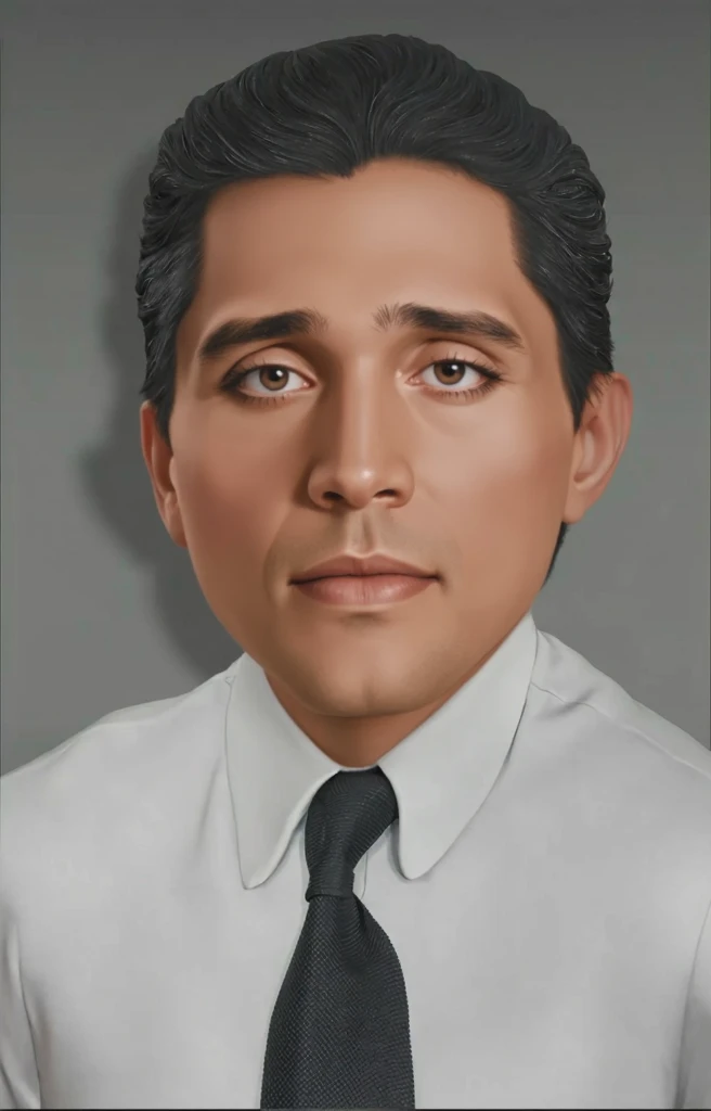 arafed image of a man in a white shirt and tie, realistic restored face, realistically rendered face, realistic face and body hybrid, 3d portrait, human face realistic, realistic person, real detailed face, realistic human face, detailed realistic face, ph...