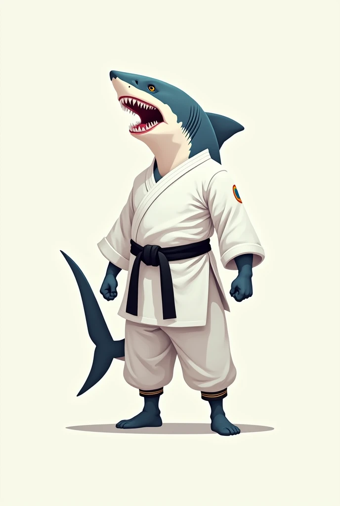 Drawing of a shark with a taekwondo dobok 